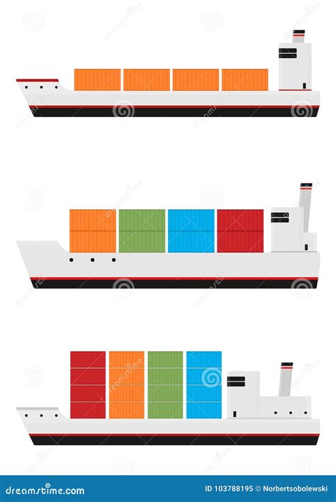 Simplified Cargo Ship Cartoon Vector Cartoondealer