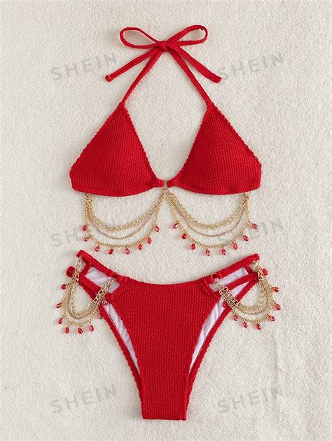 SHEIN Swim Conjunto De Bikini De Playa De Verano Con Detalles