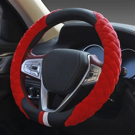 Fashion Plush Breathable Warm Car Steering Wheel Cover Protect Sleeve