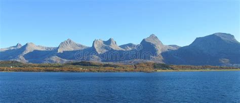 Mountain Range Seven Sisters Norway Stock Image Image Of