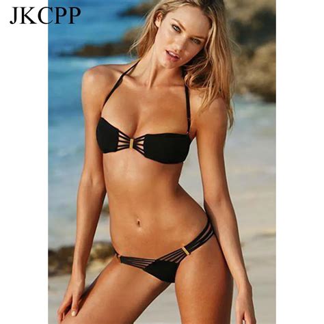 Sexy Bikini Push Up Chest Swimsuit Female Bandage Hollow Out Brazilian Biquini Swimwear