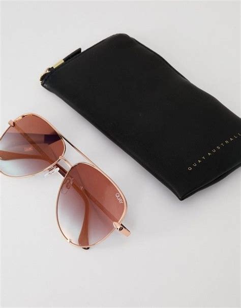 Quay Australia X Desi High Key Aviator Sunglasses In Rose Gold