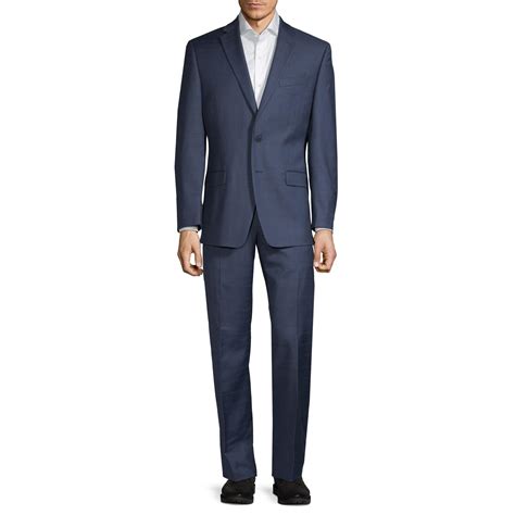 Calvin Klein Slim Fit Wool Suit In Navy Blue For Men Lyst