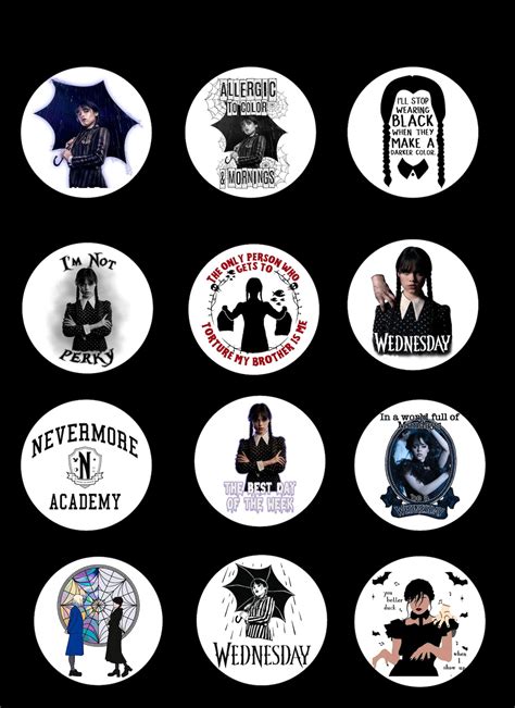 Wednesday Addams Party Cupcake Toppers Or Round Stickers Etsy Canada