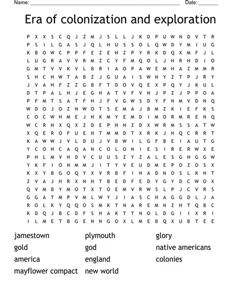 Era Of Colonization And Exploration Word Search Wordmint