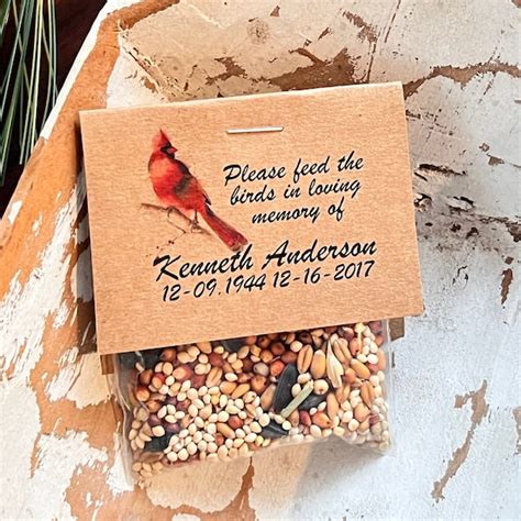 Funeral Bird Seed Packets Cardinal Etsy