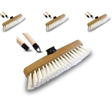 Balai Brosse Lave Pont Cm En Ppl Blanc Lot De Monture Bois