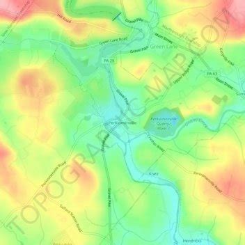 Perkiomenville topographic map, elevation, terrain