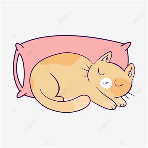 Sleeping Cat Leaning On Pink Pillow Cat Sleeping Cat Sleep Png And