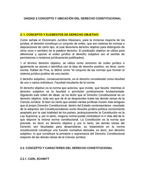 Unidad 2 Concepto Y Ubicación DEL Derecho Constitucional avance