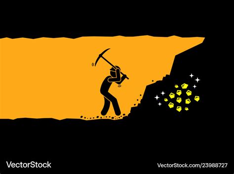 Person Worker Digging And Mining For Gold Vector Image