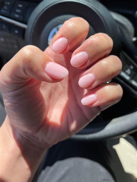 Acrylic Shellac Nude Nails In Rounded Acrylic Nails Short Pink