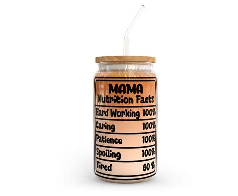 Mama Nutrition Facts 16oz Glass Can Svg Libbey Glass Can Wrap Nutrition