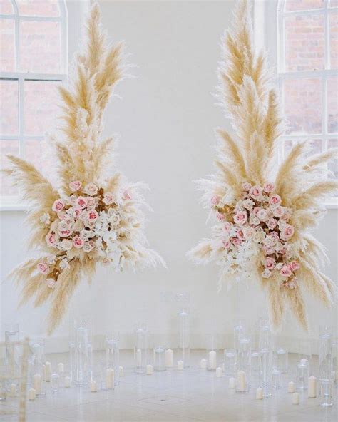 Top Bohemian Pampas Grass Wedding Arches Roses Rings Part