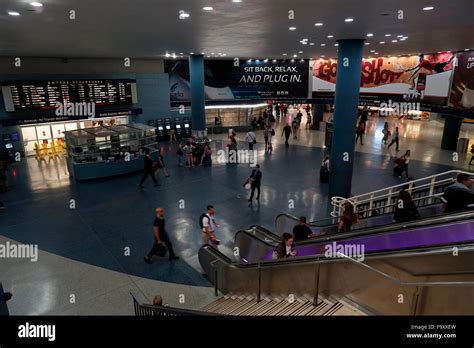 Interior View Of Penn Station With Departure Information Screen In