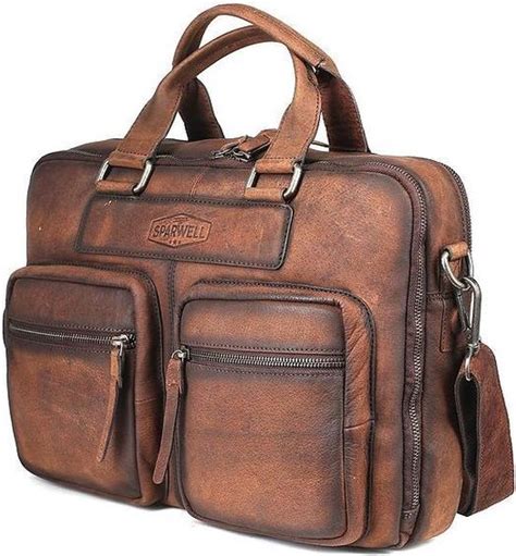 Sparwell Weekender Tas Lederen Laptoptas Aktetas Veel Vakjes