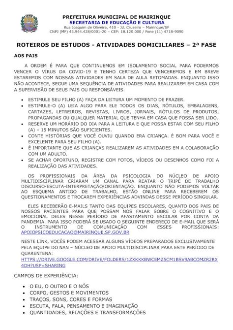 Pdf Roteiros De Estudos Atividades Domiciliares Cartazes