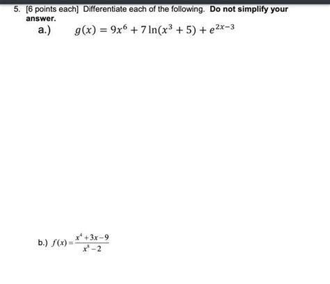 Solved Points Each Differentiate Each Of The Chegg