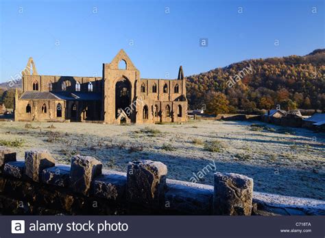 The Ruins Of Tintern Abbey On A Frosty Autumn Morning Tintern