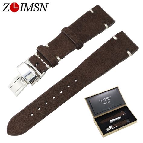 Zlimsn Genuine Leather Watch Band Mm Replacement Grey Brown Black