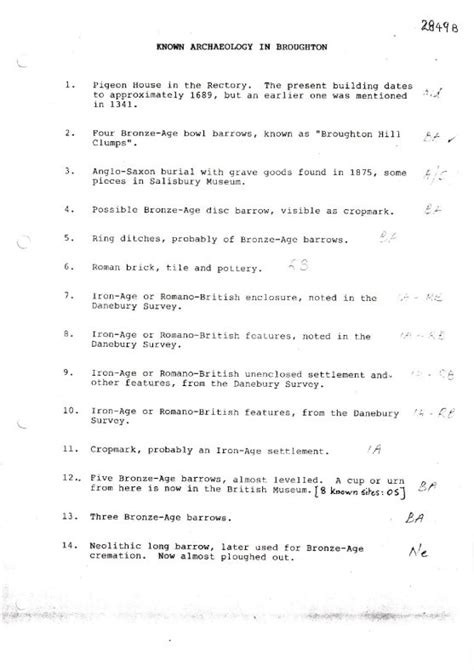 Archeological Sites Map Broughton Community Archive