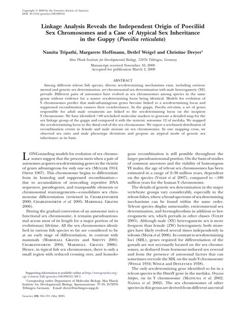 PDF Linkage Analysis Reveals The Independent Origin Of Poeciliid Sex
