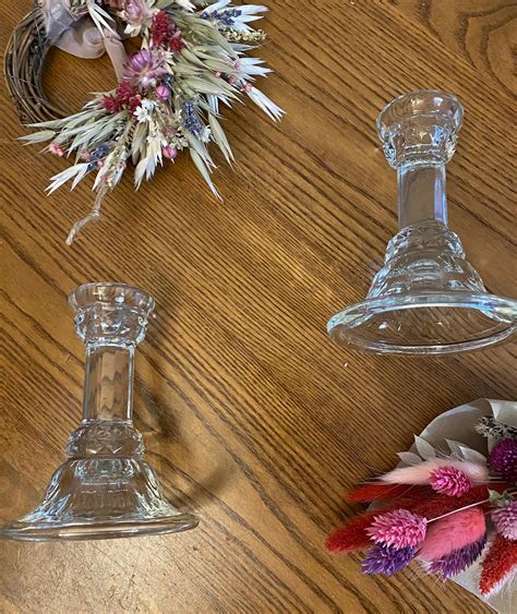 Pair Of Beautiful Vintage Cut Glass Candle Stick Holders Etsy