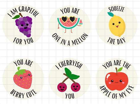 Fruit Pun Printable Sticker PNG SVG Clip Art Pack Cute Popular