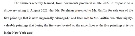 Update to lawsuit against Ken Griffin, filed by art insurers defending ...