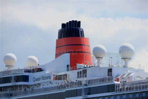 The Funnel Of Cunard Cruise Liner Queen Mary 2 Editorial Stock Photo