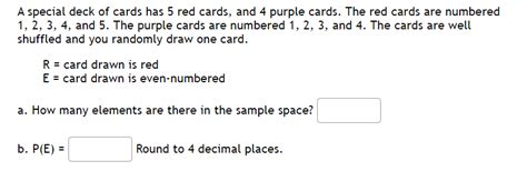 Solved A Special Deck Of Cards Has Red Cards And Purple Chegg