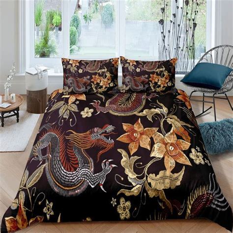 Woven Dragon And Flower Dubd0117 3 Pcs Quilted Comforter Set Bedding