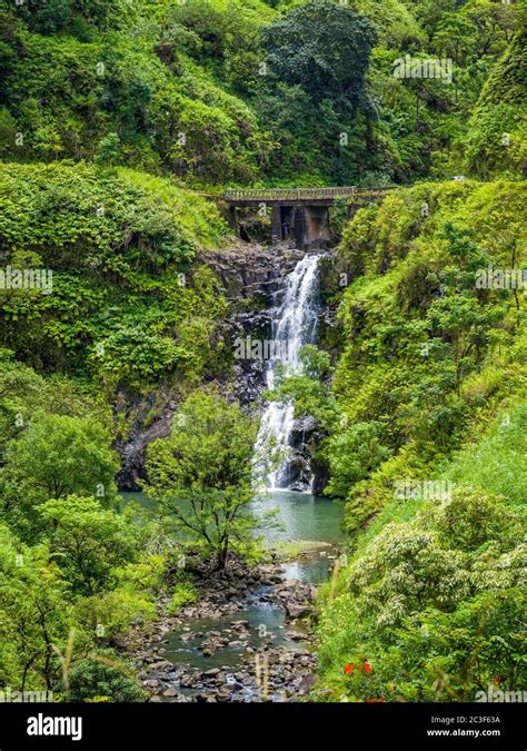 Maui Hawaii Hana Highway Wailua Iki Falls Wailuaiki Road To Hana