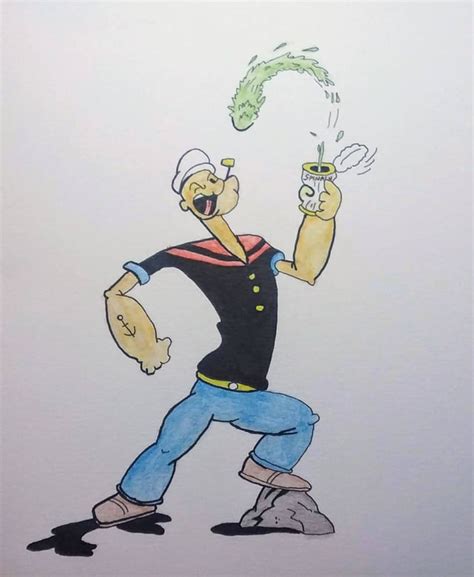 Popeye drawing - trying to learn inking and watercolor pencils and ...