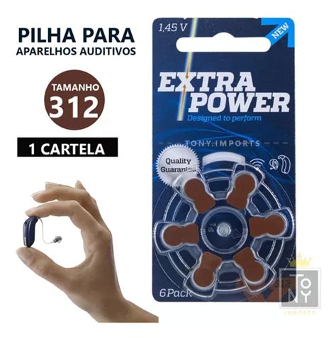 Cartela 6 Pilhas Para Aparelho Auditivo Extra Power A312