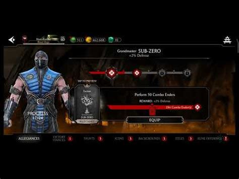 Grandmaster Sub Zero Upgrading Mortal Kombat Mobile Gameplay Youtube