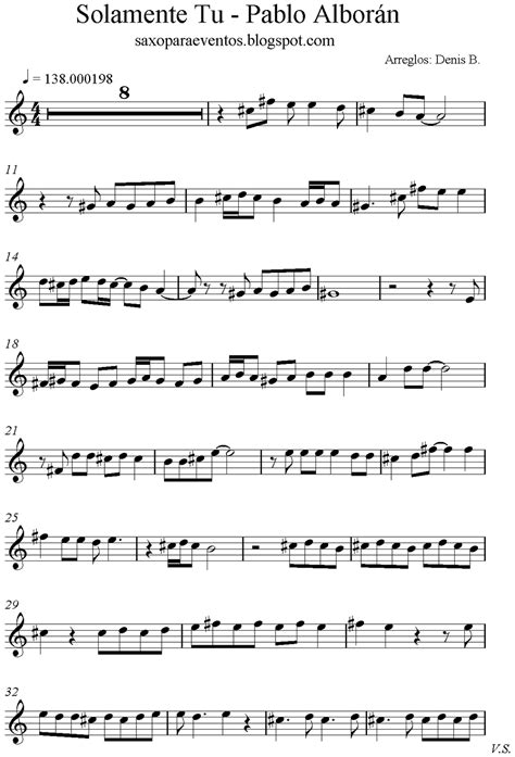 Partitura de Solamente Tu de Pablo Alborán Partituras y pistas para