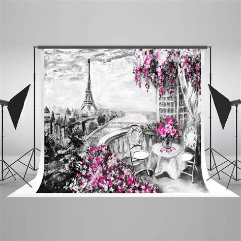 Greendecor Polyester Fabric X Ft Eiffel Tower Oil Painting Photography