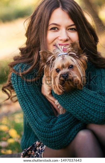 Beautiful Woman Hugging Dog Park Stock Photo 1497037643 Shutterstock