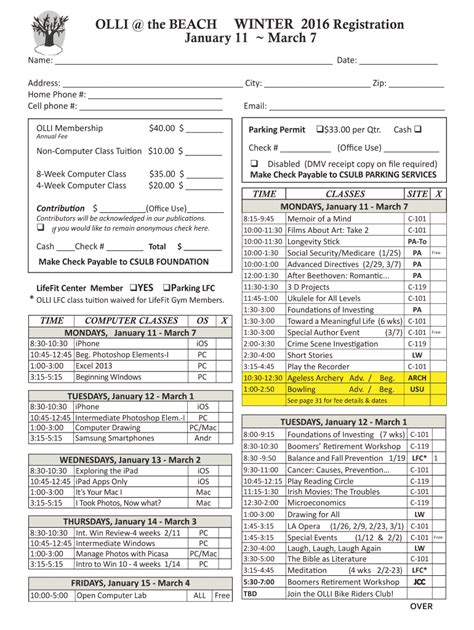 Fillable Online WINTER B2016b Registration Form Fax Email Print PdfFiller