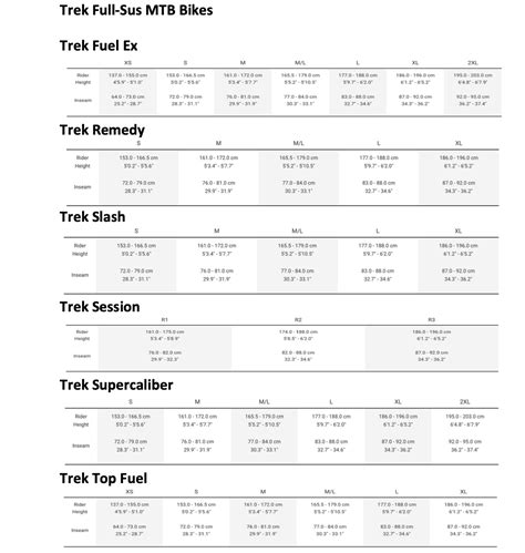 Road Bike Trek Size Chart at Sean Mcgrath blog