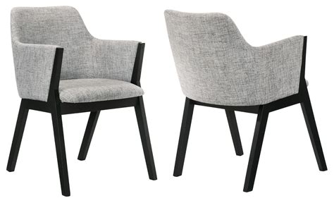 The Renzo Light Gray Fabric And Black Wood Dining Side Chairs From