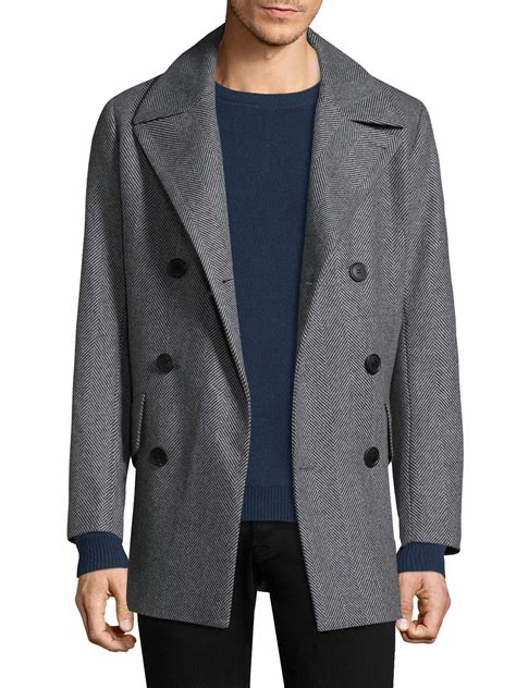 Theory Wool Grand Herringbone Overcoat In Grey Gray For Men Lyst