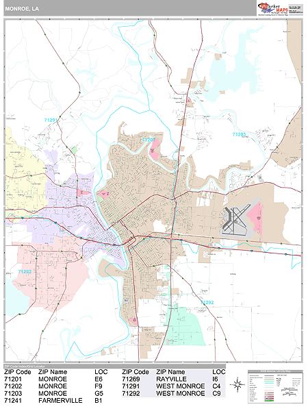 Monroe Louisiana Wall Map (Premium Style) by MarketMAPS