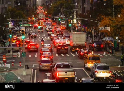 Traffic Jam On 59th Street And 1st Avenue At Evening Rush Hour