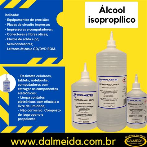 Lcool Isoprop Lico Isopropanol Puro Ml Limpador Implastec