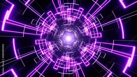 Tunnel Texture Effect Of Shiny Purple Technology Line Pattern Art Stock