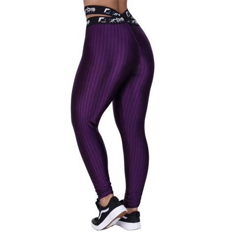 Calça Legging Orbis Fitness Cós Elástico Transpasse Cirrê 3D Alta