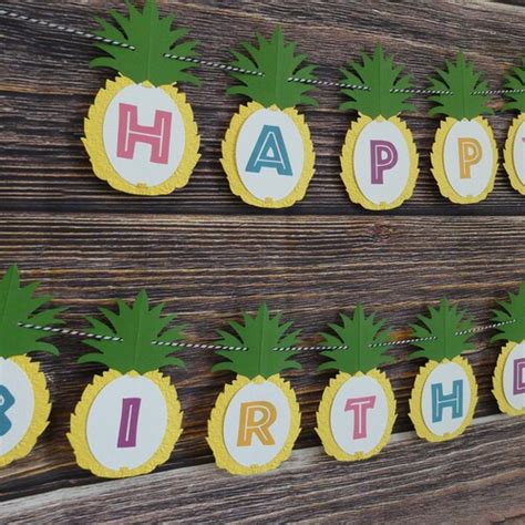 Pineapple Banner Tropical Birthday Party Bridal Shower Etsy