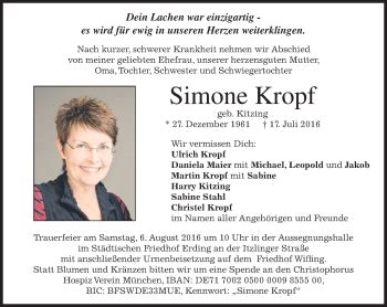 Traueranzeigen Von Simone Kropf Trauer Merkur De